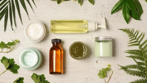 Natural skincare products displayed with green leaves - Natural Skincare Routine: Simple Steps for Healthy Skin [October 2026] - Zicail