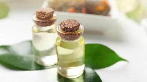 Two small glass bottles of essential oil with green leaves - Natural Skincare Routine: Simple Steps for Healthy Skin [October 2026] - Zicail