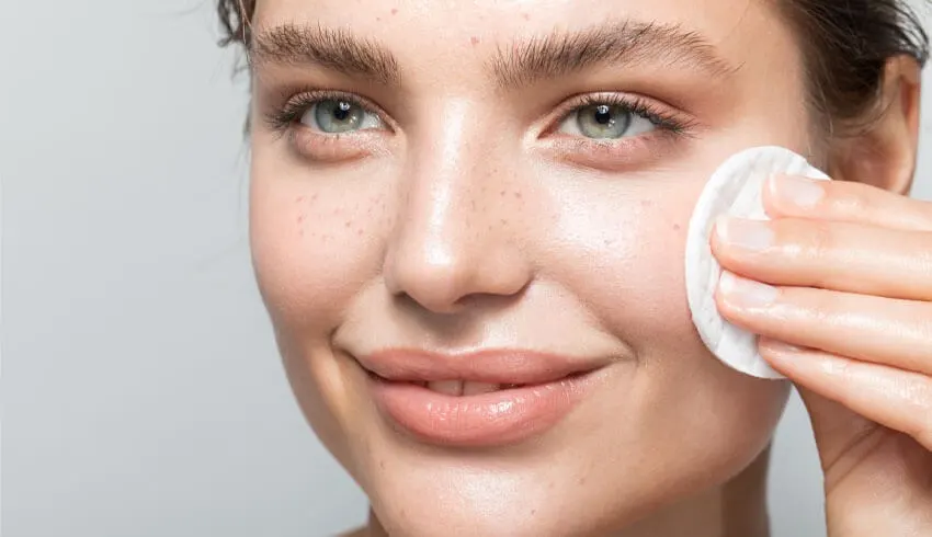 Smiling woman cleanses her face with a cotton pad - Azelaic Acid vs Vitamin C: Benefits & Use Guide 2026 - Zicail