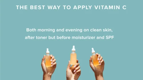 hands holding bottles of vitamin C serum with instructions on when to apply it - Is Vitamin C Good Under Makeup? Tips for Glowing Skin 2026 - Zicail