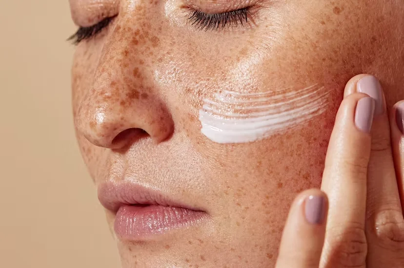 A woman massaging face cream on her cheek focusing on the texture - Beta-Glucan in Skincare: Benefits & How to Use It 2026 - Zicail
