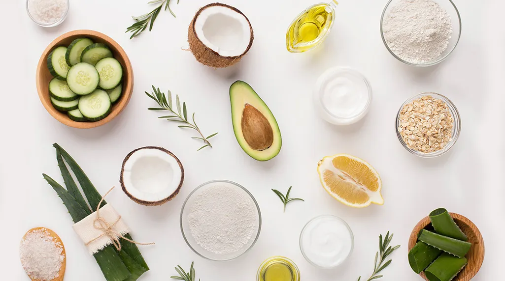 A variety of natural skincare ingredients including cucumber coconut avocado and essential oils perfect for nourishing the skin - Fermented Oils in Skincare: Benefits & Best Practices 2026 - Zicail
