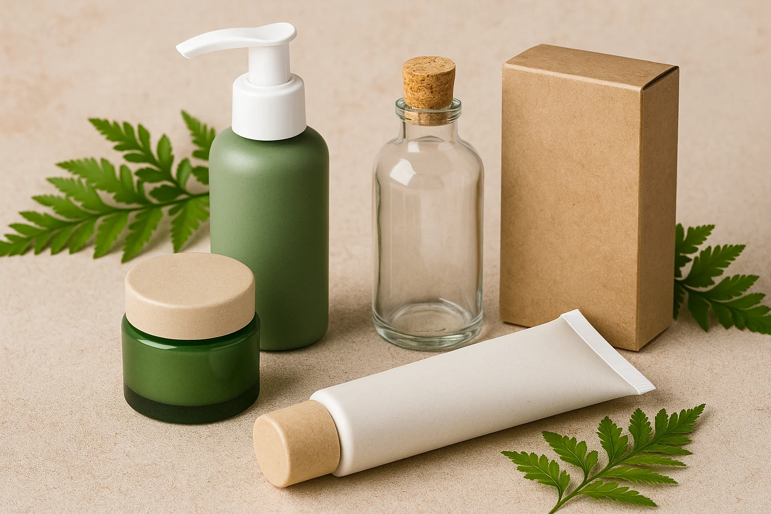 Green glass and kraft packaging with botanical accents - Packaging Trends for Skincare Brands in 2025 2026 - Zicail Green glass and kraft packaging with botanical accents - Packaging Trends for Skincare Brands in 2025 2026 - Zicail