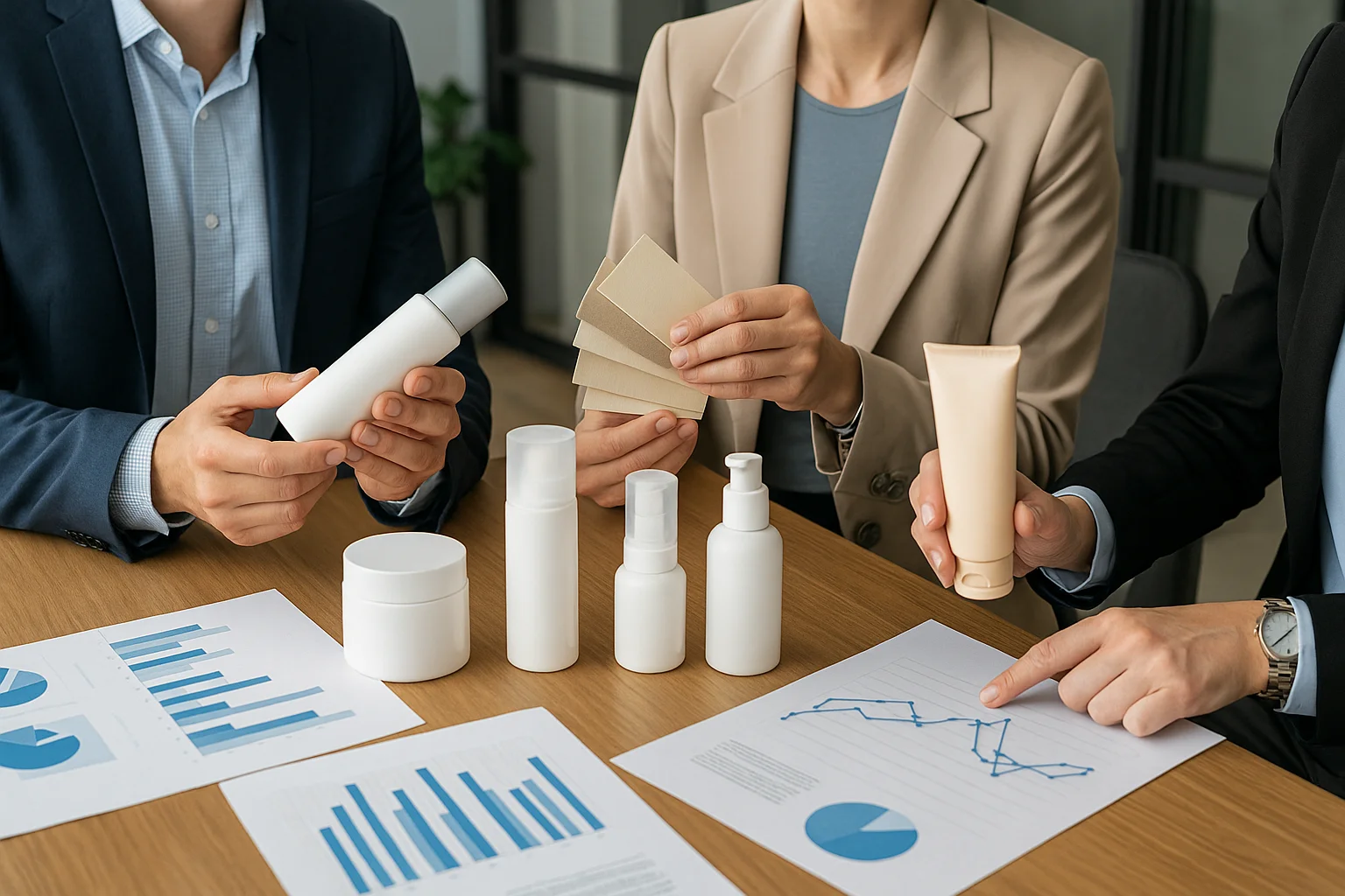Team reviewing eco friendly skincare packaging samples - How to Choose Skincare Packaging for Your Product Line 2026 - Zicail
